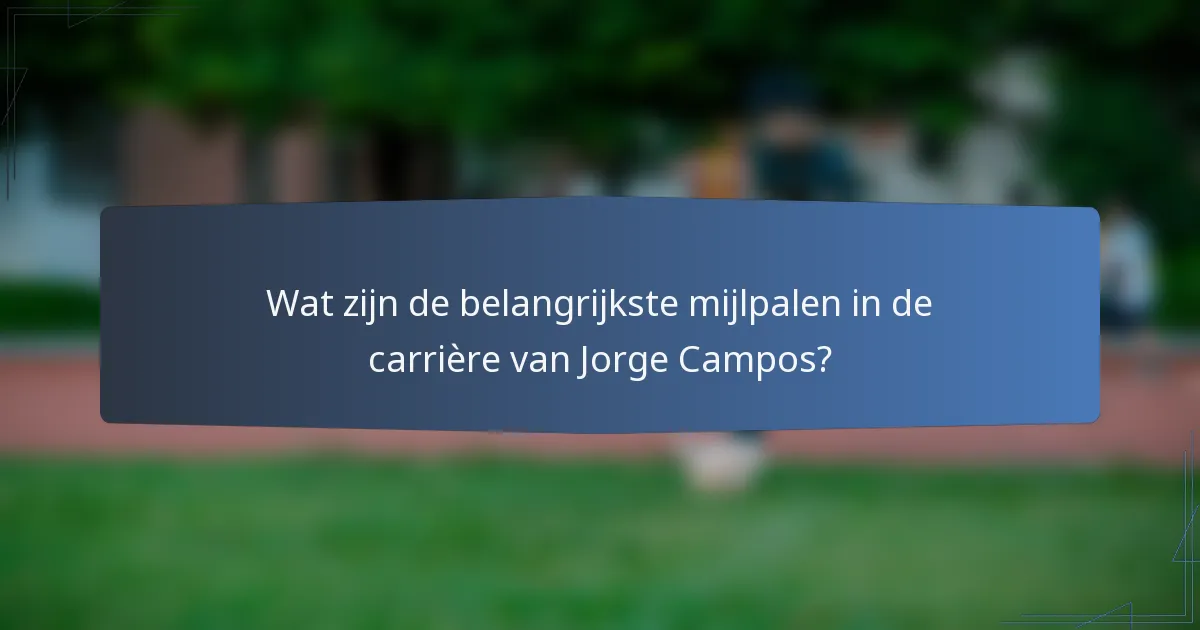 Wat zijn de belangrijkste mijlpalen in de carrière van Jorge Campos?